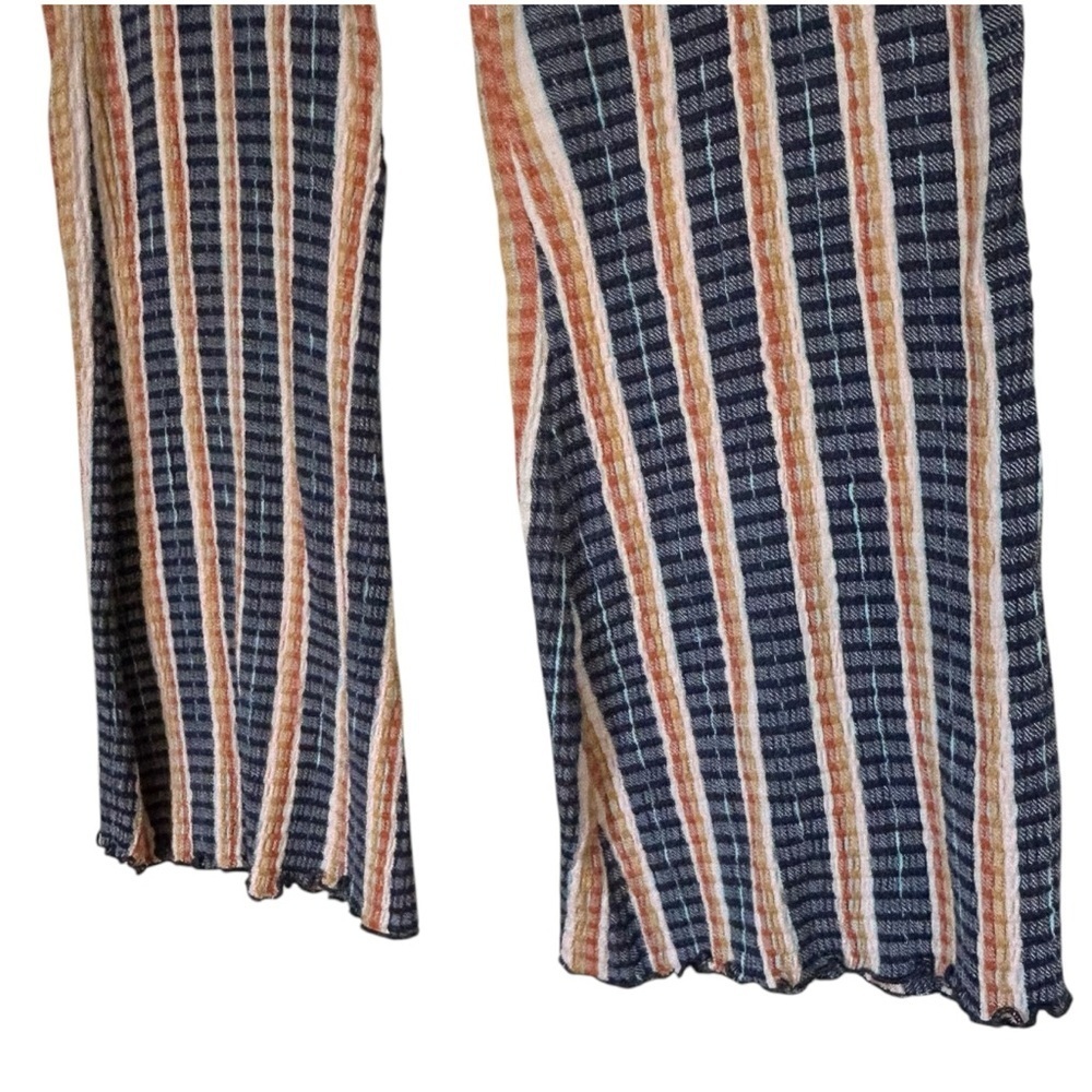 Free People Fine Line Slim High Waist Flare Striped Textured Pant Small Boho - Picture 6 of 13